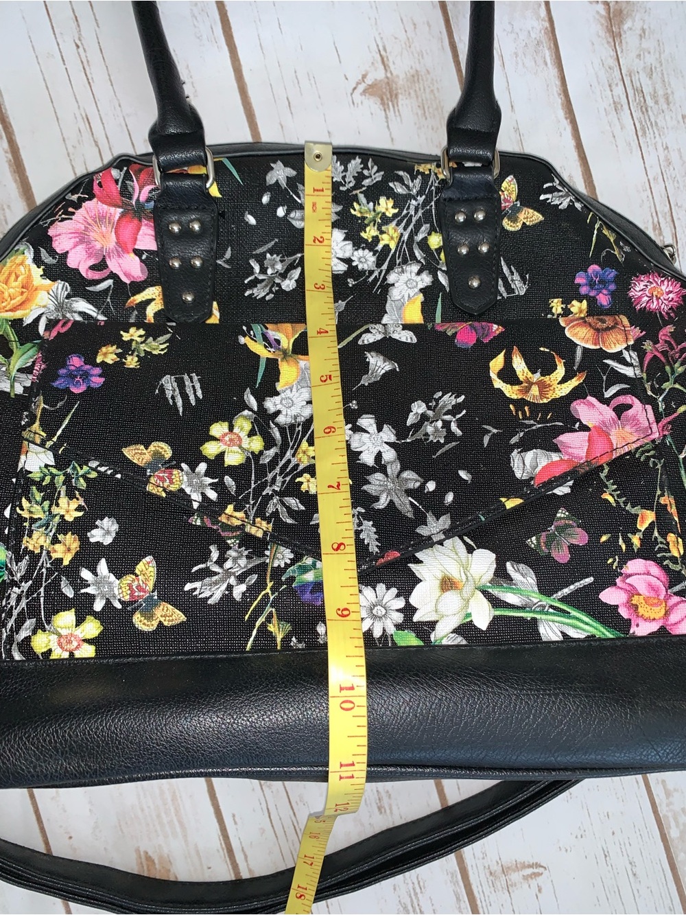 Torrid  Black Floral Shoulder Tote with Removable Strap - Picture 12 of 15